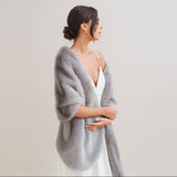 Warm grey faux fur long stole - Liberty in Love