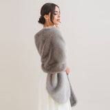 Warm grey faux fur long stole - Liberty in Love