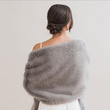 Warm grey faux fur long stole - Liberty in Love