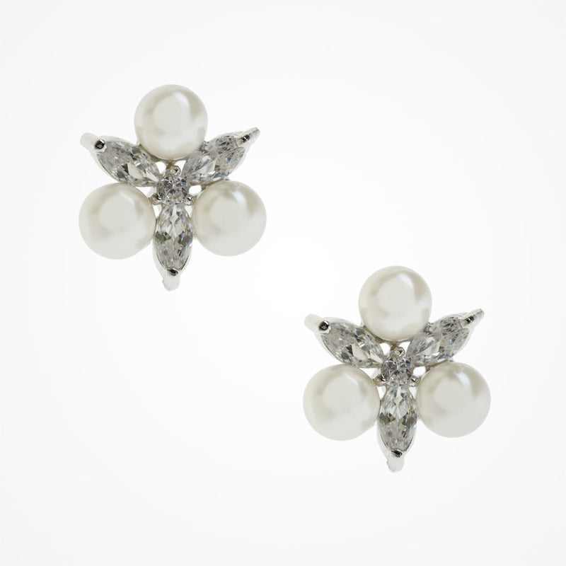 Waterlily pearl bridal stud earrings - Liberty in Love