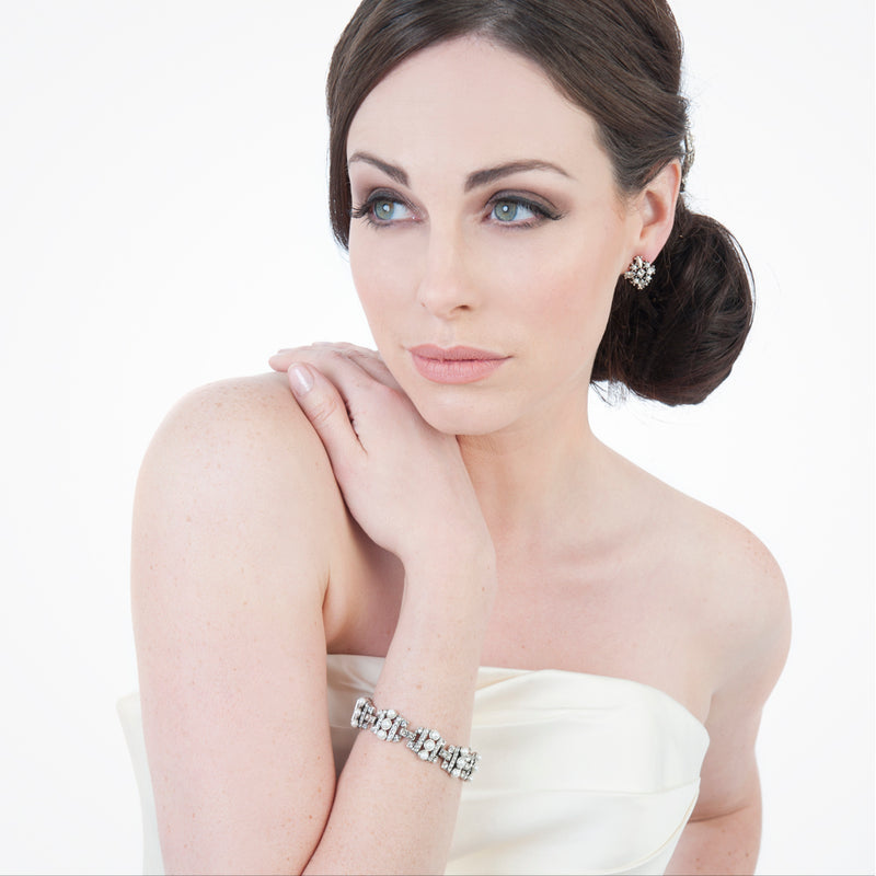 White pearl encrusted star cross lobe earrings (EA5094) - Liberty in Love