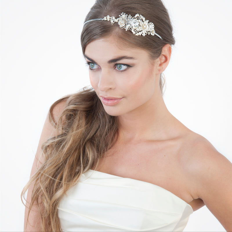 Cherish crystal and pearl floral bridal headband - Liberty in Love