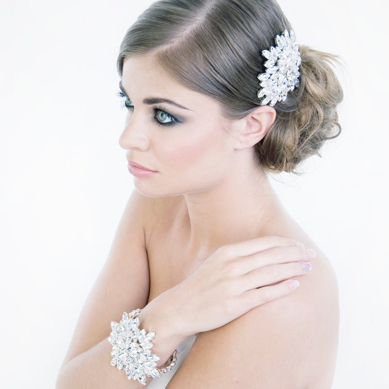 Deco crystal wedding comb (silver-plated) - Liberty in Love