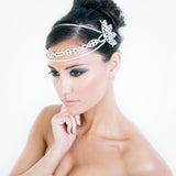Vintage hollywood deco brow bridal headpiece with draping pearls - Liberty in Love