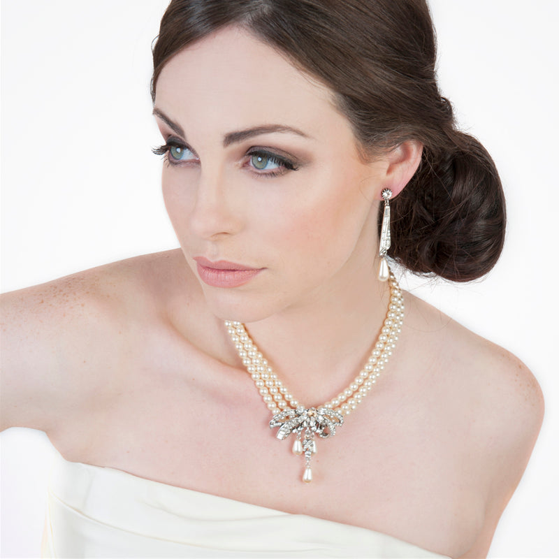 Fluted pearl drop earrings (EA5135) - Liberty in Love