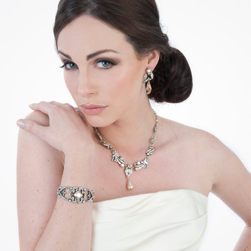 Cabochon crystal deco bridal cuff (BL4056) - Liberty in Love
