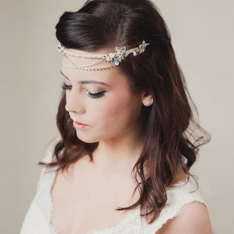 Daphne whimscal enamel flower rhinestone swagged crown - Liberty in Love