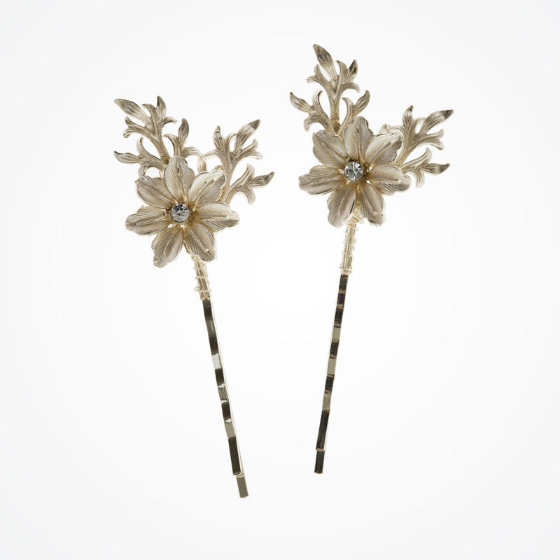 Whisper gold wired floral hair slides (set of 2) - Liberty in Love