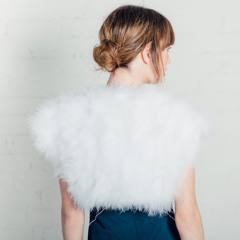 White feather bolero plus size White marabou bolero large