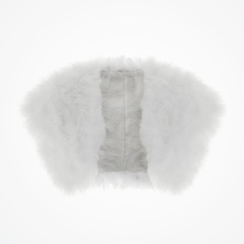 Fur top bolero white