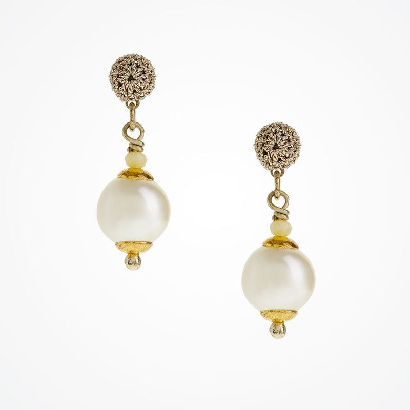 Yellow jade and pearl drop earrings - Liberty in Love