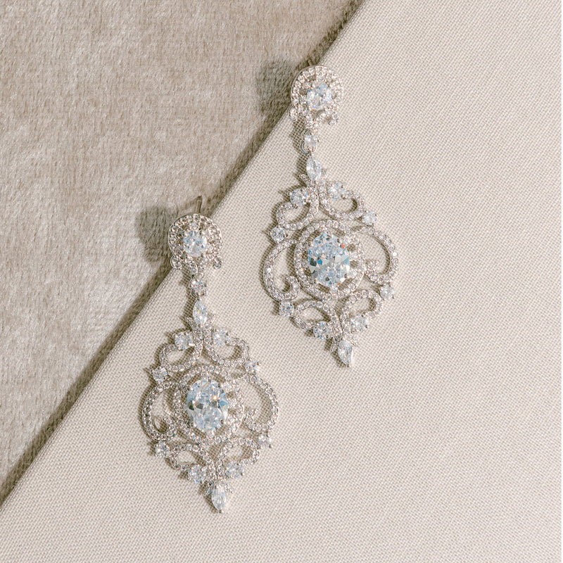 Zahara crystal bridal statement earrings - Liberty in Love
