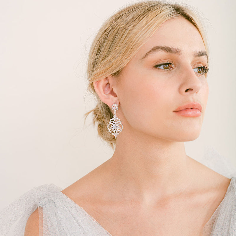 Zahara crystal bridal statement earrings - Liberty in Love