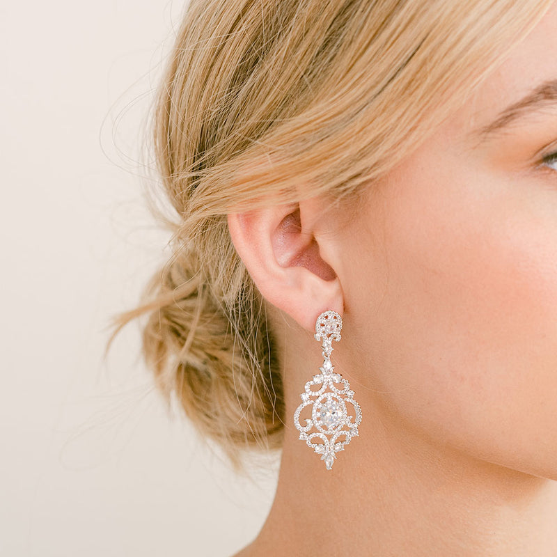 Zahara crystal bridal statement earrings - Liberty in Love