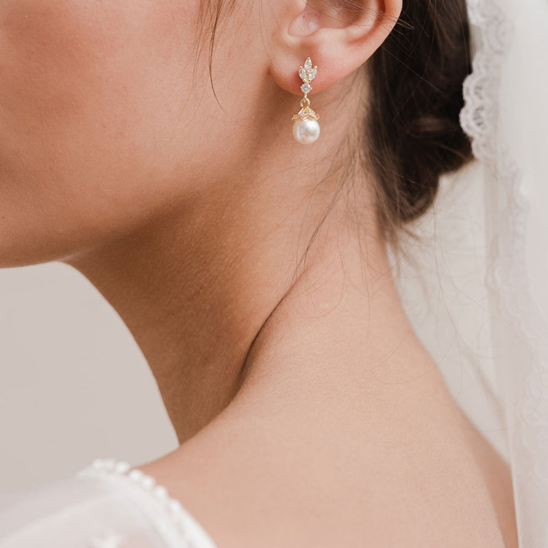 Zita CZ pearl drop earrings (gold) - Liberty in Love