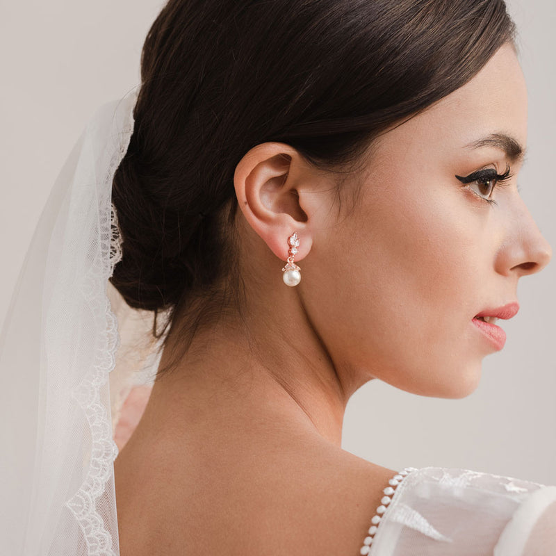 Zita CZ pearl drop earrings (rose gold) - Liberty in Love