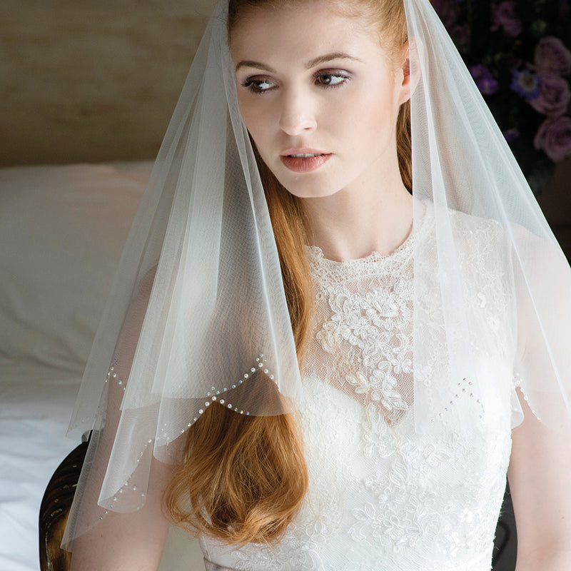 Ziva tulle veil with pearls and diamantes - Liberty in Love